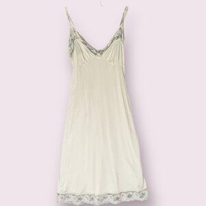 Vintage White Lace Trim Babydoll Top Slip Coquette Midi M